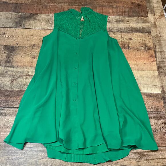 Asos | Tiny FLAW Women's Green Lace Button Back Halter Shift Dress Sz 8 - Picture 7 of 7
